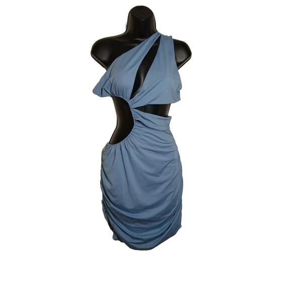 Girls' Night Out Blue Asymmetric Mini Dress Cut-Out Side Party Clubwear Oh Polly - Picture 3 of 8